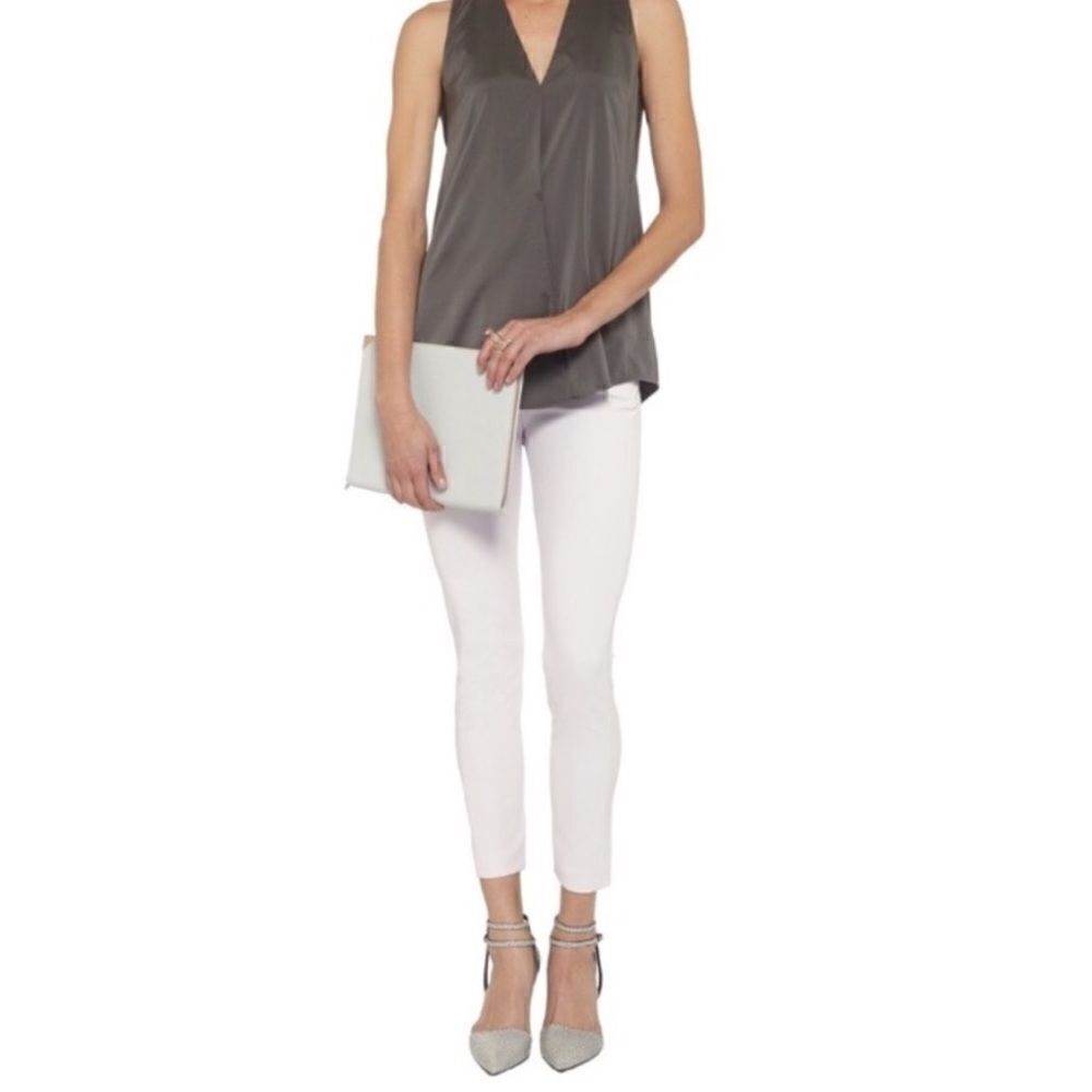 T Alexander Wang Charcoal Drapey Pleated Silk Sleeveless Blouse